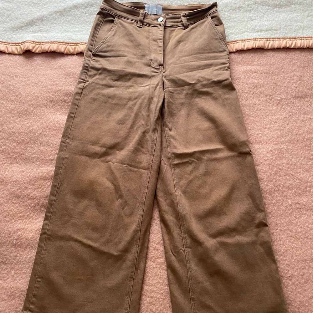 Everlane Saddle brown/Carmel wide legged cropped pants Size 8